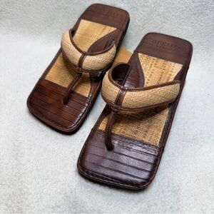 Cole Haan Women US W5 Leather Sandals in Brown and Tan